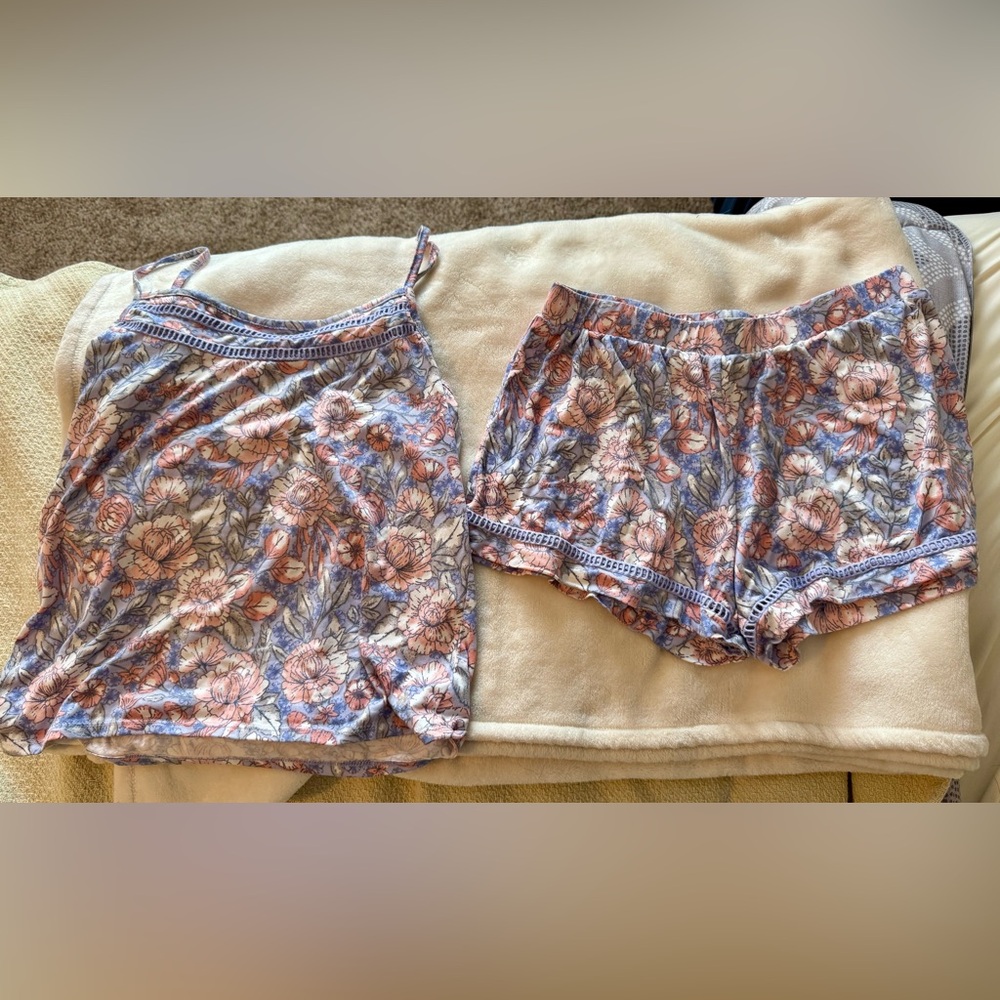 Lucky Brand Floral Pajama Set - Blue and Pink